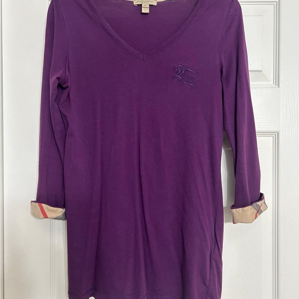 Burberry Brit Purple V-Neck Long Sleeve Top